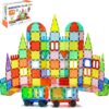 EchoPlan 130-Piece Magnetic Tiles Building Set – STEM Educational Construction Toys with 2 Cars, Safe ABS Plastic for Toddlers & Kids Ages 3+