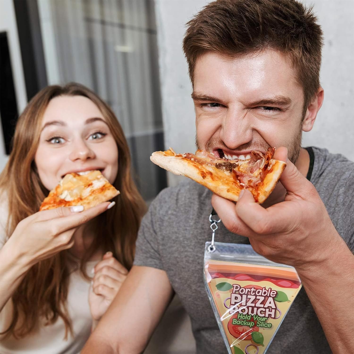 Portable Pizza Pouch Necklace - Fun Slice Holder, Food-Safe Storage, & Novelty Gag Gift for Pizza Lovers
