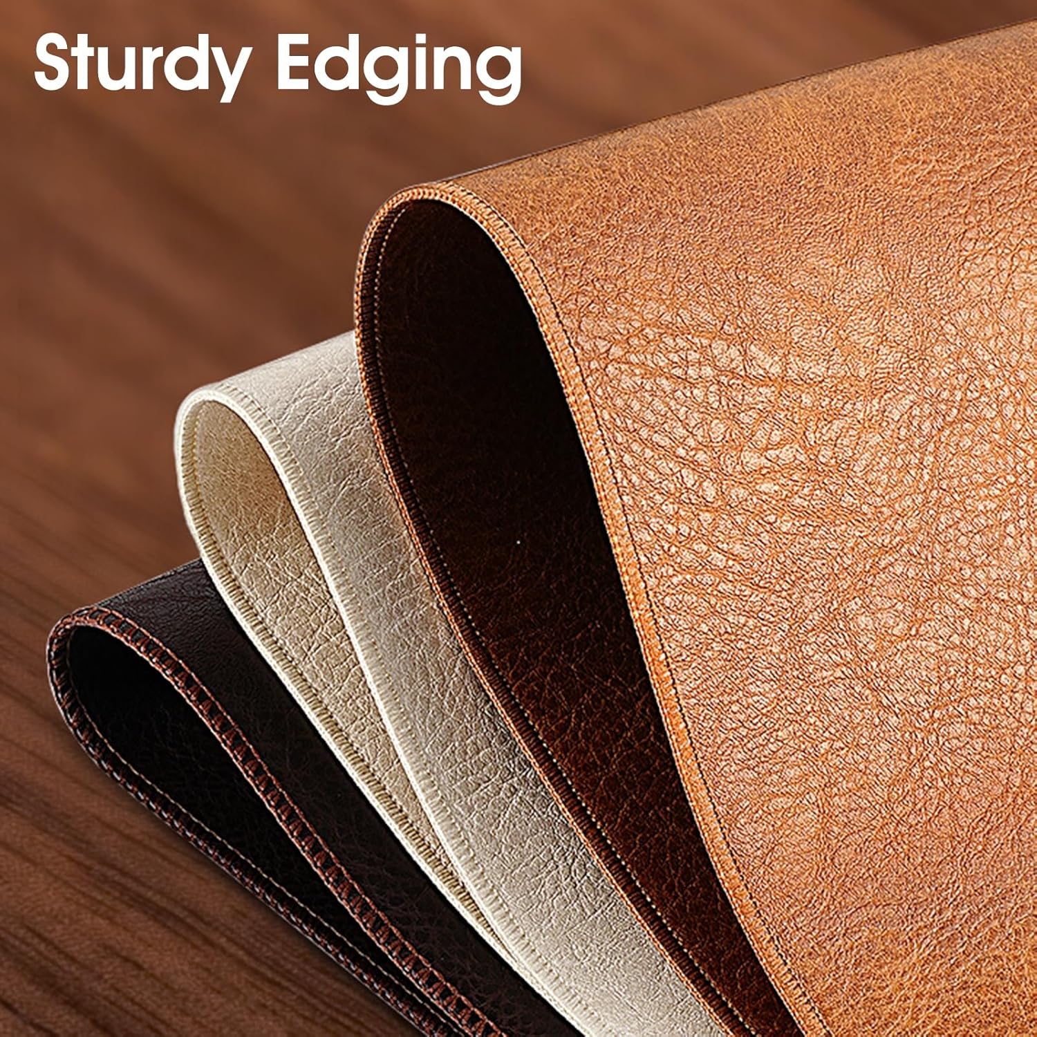 Waterproof Faux Leather Table Runner - Extra Wide Heat Resistant Kitchen & Dresser Runner - Commercial & Home Entrance Decor (Light Brown, 18 x 63 in)