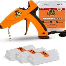 Gorilla Hot Glue Gun Kit with 45 Glue Sticks – Full Size, Dual Temp, Precision Nozzle & Anti-Drip Trigger for Heavy Duty DIY, Crafting & Home Repair