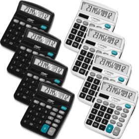 Flutesan 8-Pack Solar Desktop Calculators – 12-Digit Dual Power with Large Display and Big Buttons for Office, Home & School