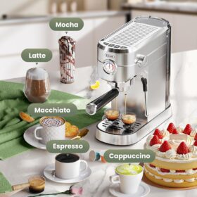 Gevi 20 Bar Professional Espresso Machine with Milk Frother - Stainless Steel Coffee Maker for Home & Office