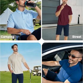 ZITY Men's Moisture-Wicking Polo Shirts (5-Pack) - Quick-Dry Short Sleeve Performance Pique Tops with Pocket for Work, Golf & Athletic Wear