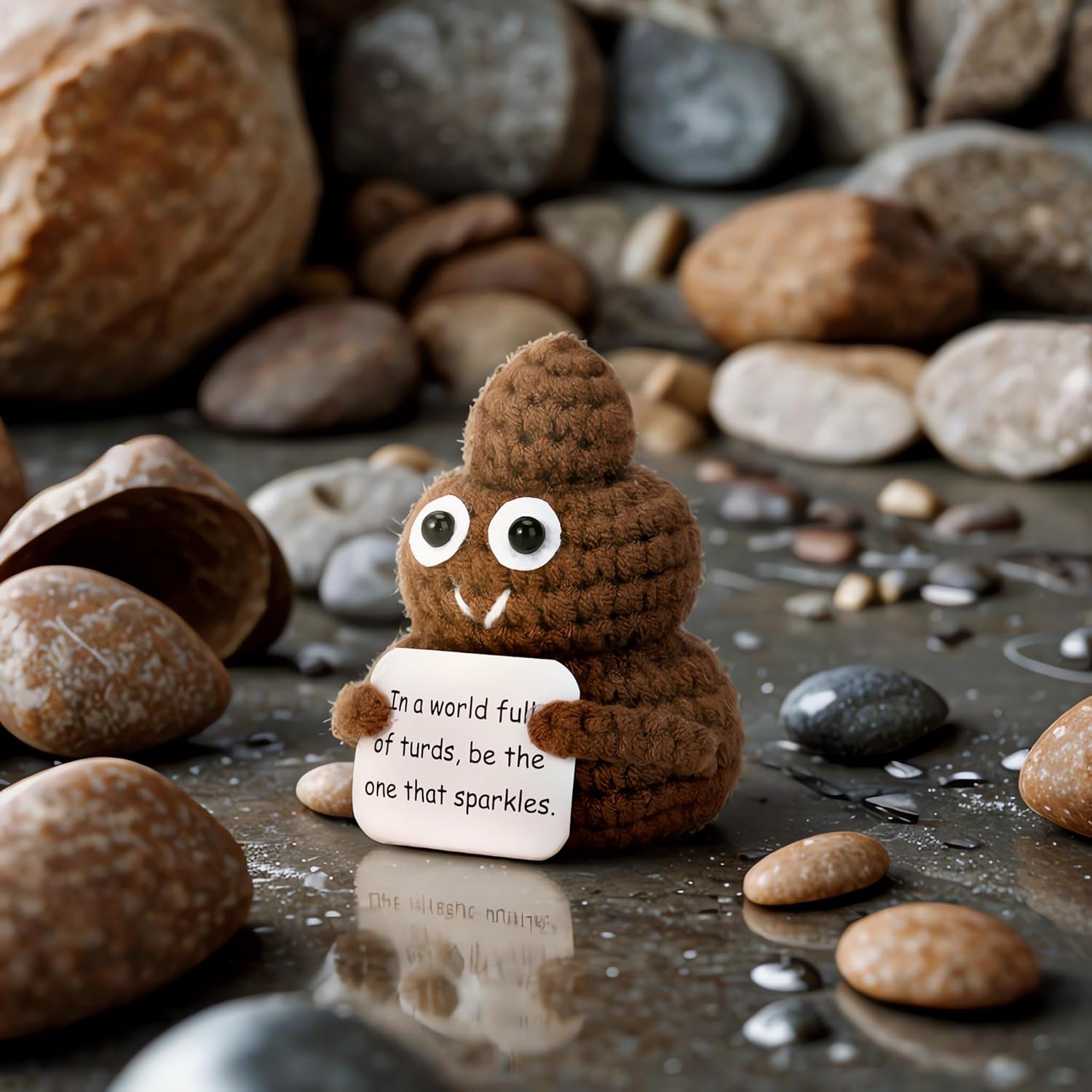 Inspirational Positive Doll & Gag Gift – Funny Knitted Office Decor for Desk, Stocking Stuffers for Women, Men, Coworkers & Best Friends