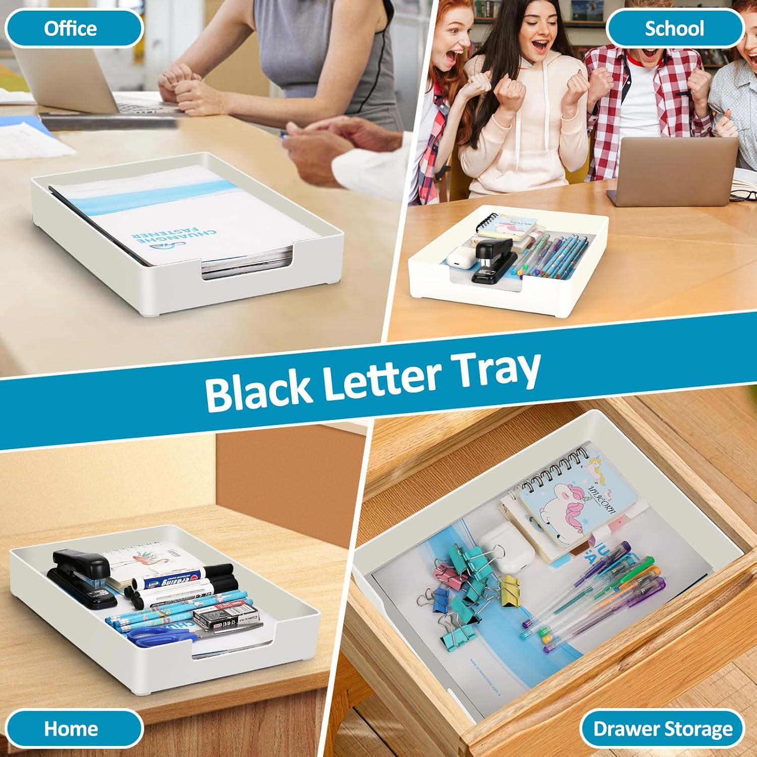 Stackable Letter Tray – Heavy Duty Plastic Desk Organizer for A4 Paper and Office Files