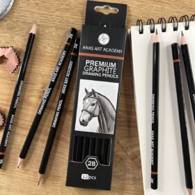 Anas Art Academy Premium 2B Graphite Sketching Pencils (12 Count) – Professional Hexagonal Design for Shading, Sketching & Doodling – Ideal for Artists, Students, & Beginners