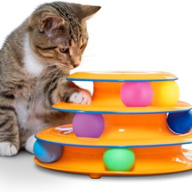 Catstages Tower of Tracks Interactive Cat Toy – 3-Tier Ball Track with 6 Spinning Balls for Indoor Kitty Exercise & Enrichment