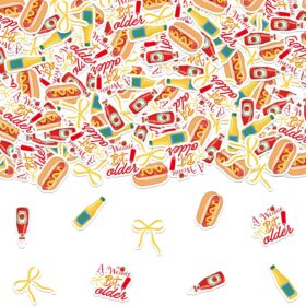 200Pcs 'A Weenie Bit Older' Hot Dog Confetti - Fun BBQ & Birthday Party Table Decorations
