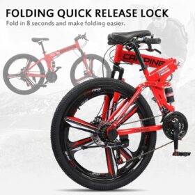 Ktaxon 26-Inch Foldable Mountain Bike – 21 Speed Dual Suspension Mountain Bicycle with Mechanical Disc Brakes, Ergonomic Frame, and All-Terrain Tires