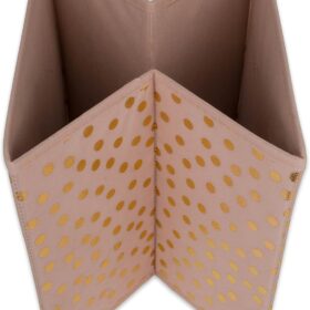 DII Polka Dot Fabric Storage Bins - Pink & Gold (Set of 4) - Small Collapsible Organizer Baskets for Nursery, Closet, and Cube Shelves