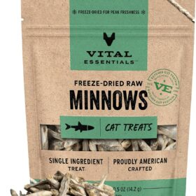 Vital Essentials Freeze-Dried Minnows Cat Treats - 0.5 oz | Single Ingredient, Grain-Free Raw Protein