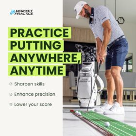 Perfect Practice Golf Putting Mat – Portable Indoor & Outdoor Training Green with Automatic Ball Return System