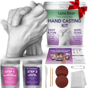 Luna Bean Premium Hand Casting Kit for Couples – DIY Hand Mold Plaster Statue Kit for Anniversary, Wedding, & Engagement Gifts – Unique Sculpture Project for Her & Him