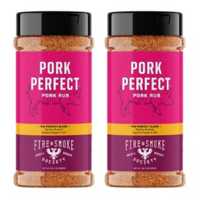 Fire & Smoke Society Pork Perfect Rub | Premium BBQ Seasoning for Ribs, Pork Butt & Grilling | 2 Pack XL Gluten-Free Spice Blend