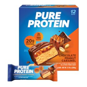 Pure Protein Chocolate Peanut Caramel Bars – High Protein, Low Sugar Snack (12 Count)