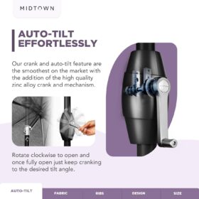 Midtown Umbrellas 9 Ft Aluminum Patio Umbrella - 10-Year Fade-Resistant Terylast Canopy with Auto-Tilt & Reinforced Ribs - Chestnut Beige