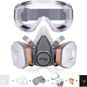 AirGearPro G-500 Professional Half Face Respirator Mask – Reusable Gas Mask with A1P2 Filters for Painting, Woodworking, Chemicals & DIY