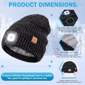 LED Beanie, Touchscreen Gloves & Scarf Set - 3-in-1 Winter Warmth Gift Kit with Hands-Free Headlamp Hat