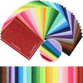 50-Pack Premium Stiff Felt Fabric Sheets – 8x12 Inch Assorted Colors for DIY Crafts, Sewing, and School Projects