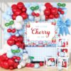 142-Piece Cherry Baby Shower Decorations Kit - 'Little Cherry On Top' Party Set with Balloon Boxes, Garland Arch & Backdrop for Boys or Girls
