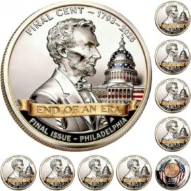 The Last Cent 3D Engraved Tribute Coin – 1793-2025 End of an Era Patriotic Collectible – Dual-Sided Challenge Coin (10-Pack)