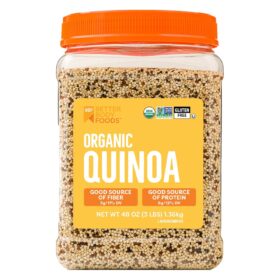 BetterBody Foods Organic Quinoa – 3 lb Bulk Whole Grain, Non-GMO, Gluten-Free, High Protein Rice Alternative