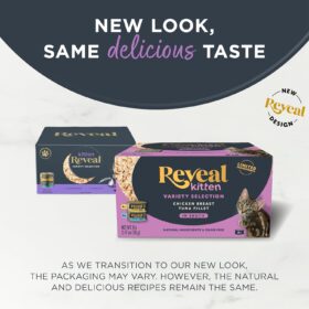 Reveal Natural Wet Kitten & Cat Food - Grain Free, High Protein Chicken & Tuna Variety in Broth - 8 x 2.47 oz Cans