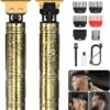 YOGINGO Professional Cordless Hair Trimmer for Men - T-Blade Zero-Gap Clippers, USB-C Rechargeable Beard Trimmer with Precision Guides, Heavy-Duty Copper Motor (Bronze)