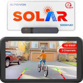AUTO-VOX Solar 4 Wireless Backup Camera Kit with 5&rdquo; 1080P Monitor | 5000mAh Battery, DIY No-Wiring Installation, IP69 Waterproof for Trucks, SUVs, and Trailers