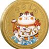 Gold Fortune Cat Lucky Coin – Feng Shui Charm for Good Wealth, Scratching Tickets & Lottery