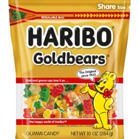 HARIBO Goldbears Original Gummy Bears Candy - 10 oz Resealable Bag, 5 Fruity Flavors