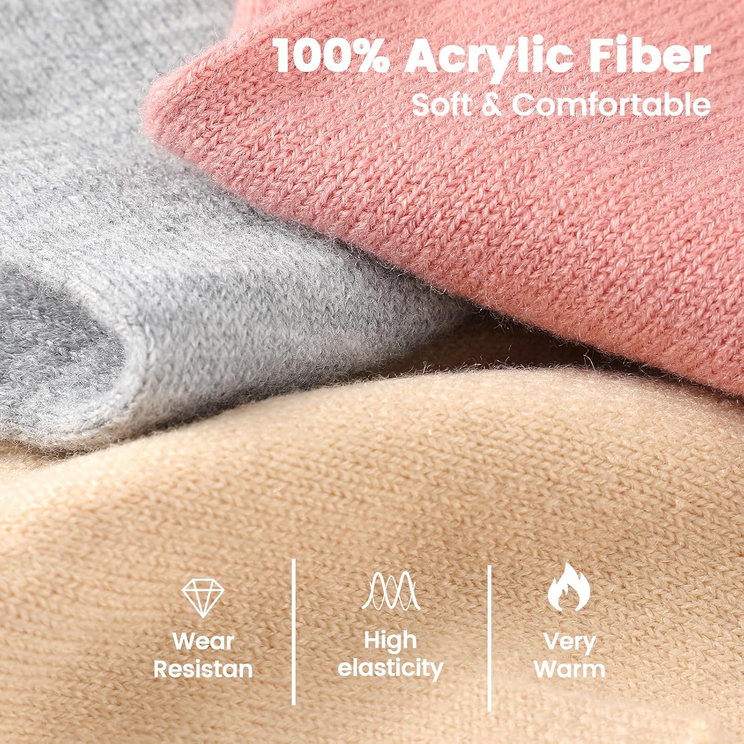 Pleneal Women's Thermal Knit Fingerless Gloves - Long Cuff Cold Weather Mittens for Typing & Driving