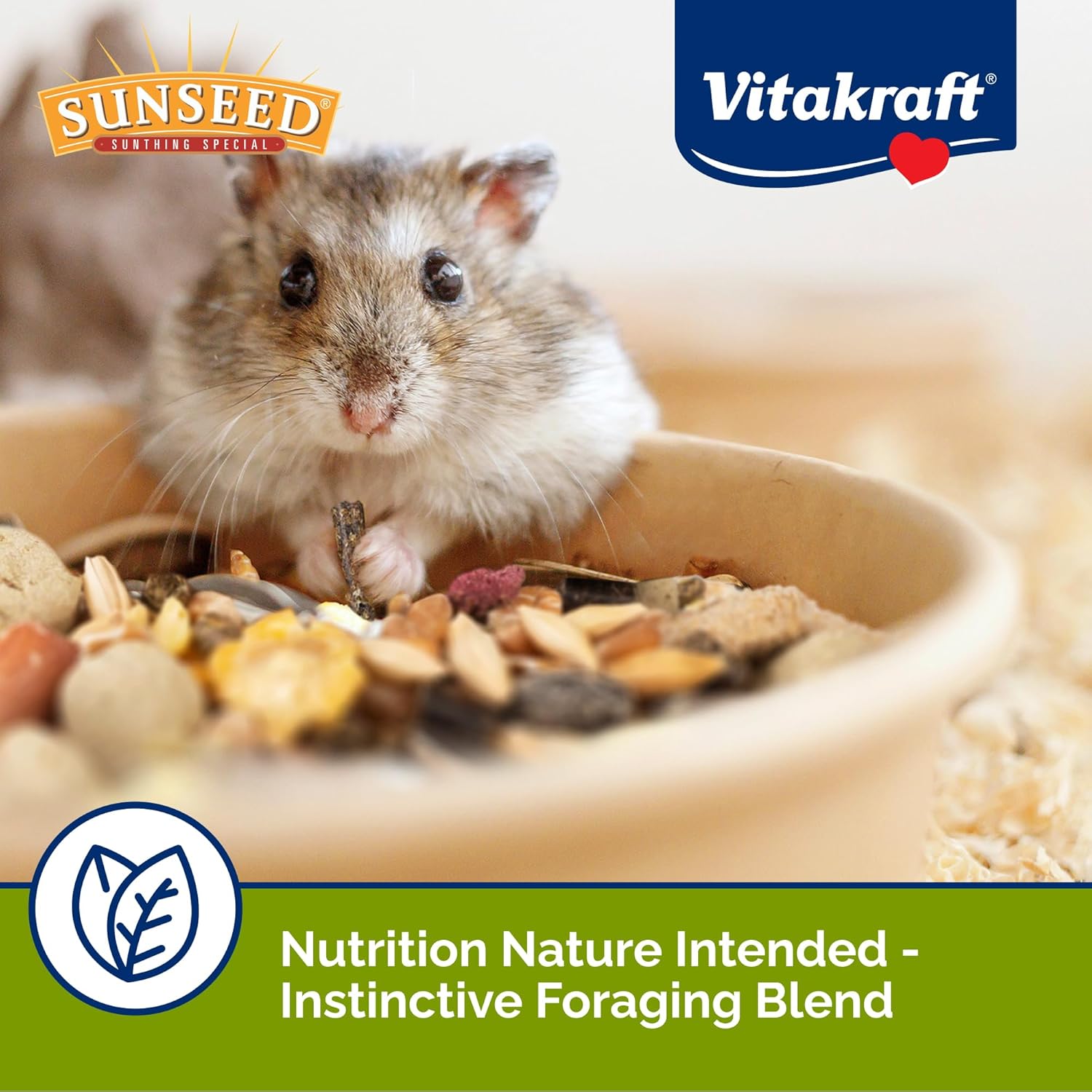 Vitakraft Sunseed Vita Prima Dwarf Hamster Food – 2 lb Nutritious Blend with Fruits, Veggies, Seeds & Grains for Small Animals