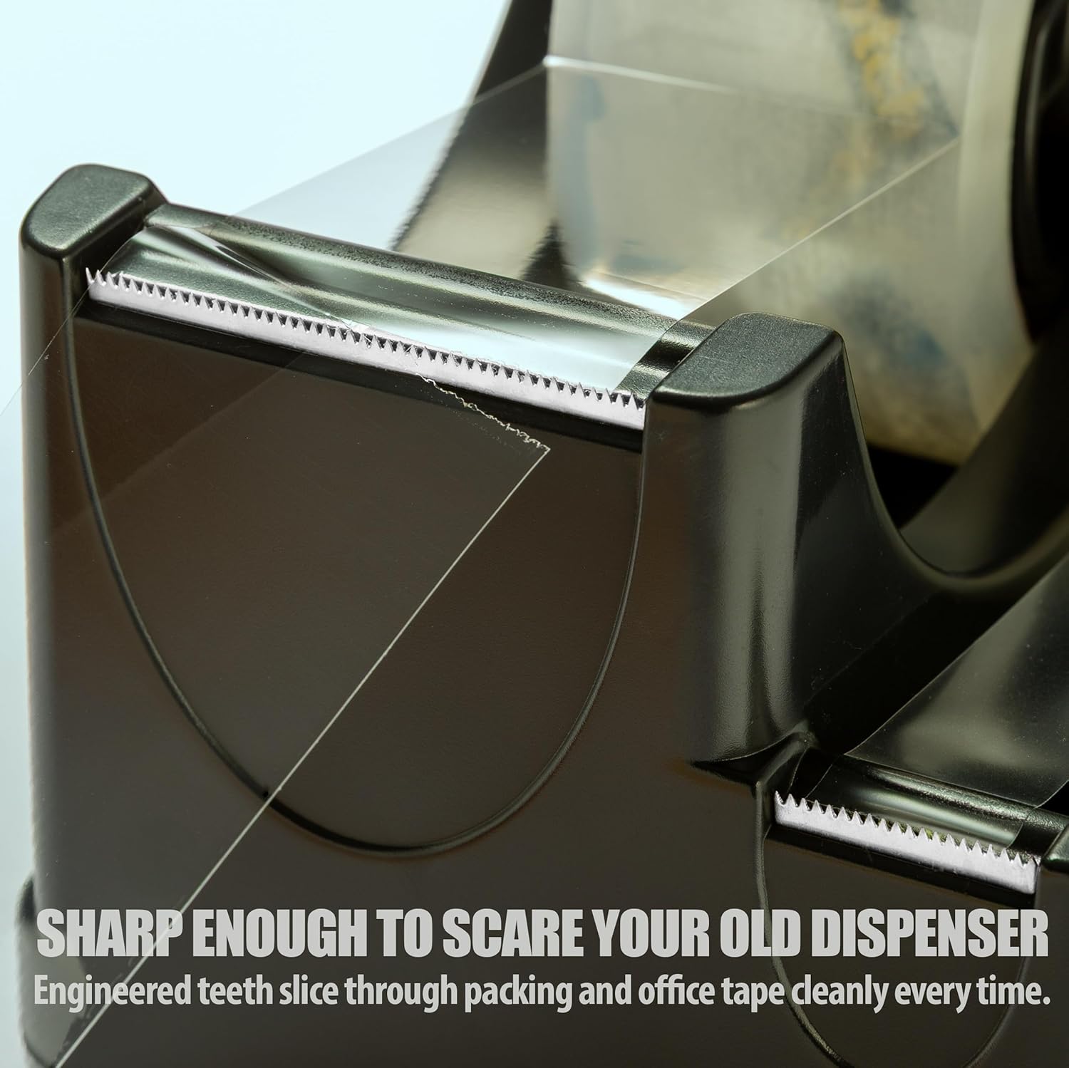 Officemate Heavy Duty 2-in-1 Recycled Tape Dispenser – Non-Slip Weighted Base for 1" & 3" Cores with Pen Storage, Black