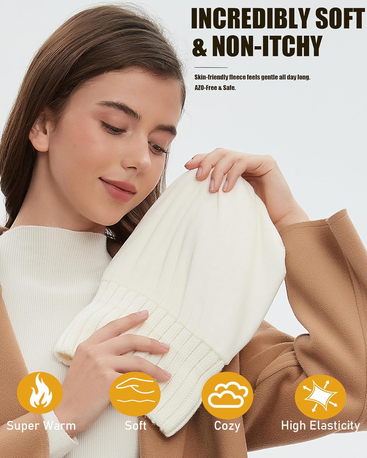 Premium Fleece Lined Wool Beanie for Men & Women – Thermal Soft Skull Cap for Skiing, Snowboarding & Cold Weather