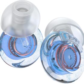 High Fidelity Concert Ear Plugs – 2 Pack Reusable Noise Cancelling Earplugs for Musicians, Festivals, & Work with Portable Case (Blue)