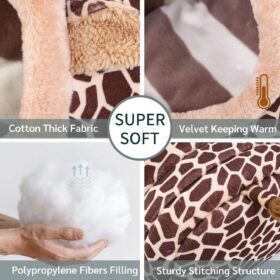 JanYoo Guinea Pig & Hedgehog Bed - Warm Plush Sleeping Bag Hideout with Removable Cushion - Cute Cage Accessories for Small Animals (Large, Giraffe)