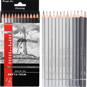 Pacific Arc Premium Graphite Drawing Pencils Set – 12 Pack Professional Sketching Kit (6B to 6H) for Artists, Drafting, and Shading