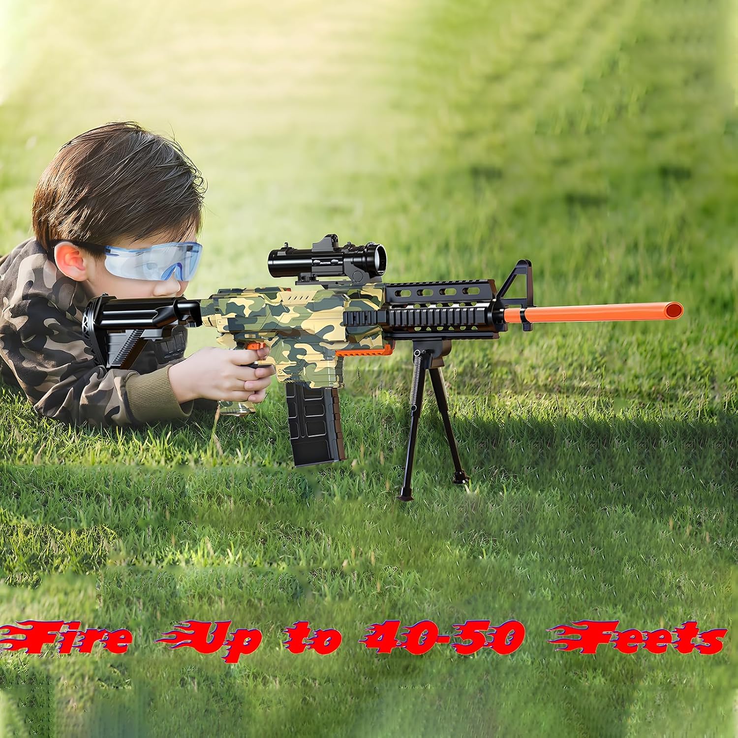 Electric Sniper Rifle Foam Blaster Kit with Tactical Vest & Rechargeable Battery – 150 Darts, Scope, Bipod, & 3-Burst Modes for Outdoor Play