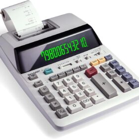 Sharp EL-1801V Heavy-Duty Ink Roll Printing Calculator, 12-Digit Fluorescent Display, 2.5 LPS, AC Powered, Off-White