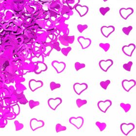 Hot Pink Heart Confetti - 60g Metallic Foil Table Scatter for Valentines Day, Weddings, Bachelorette Parties & Engagements