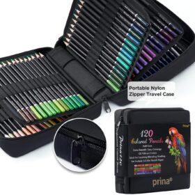 PRINA 120-Count Professional Colored Pencils Set with Sketchbook – Soft Core Oil-Based Vibrant Artist Pencils for Drawing, Blending & Shading – Portable Zipper Case Art Kit for Adults & Beginners