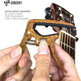 Sondery Professional Guitar Capo – Adjustable Trigger Tension for Acoustic & Electric Guitars with Zinc Alloy Construction & Built-In Bridge Pin Puller