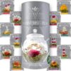 Teabloom Flowering Tea Gift Set - 12 Hand-Tied Blooming Green Tea Varieties - 36 Servings of Exquisite Jasmine & Edible Flowers - Premium Loose Leaf Tea Canister