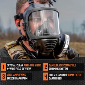 MIRA Safety CM-6M CBRN Tactical Gas Mask – Professional Full-Face Respirator with Drinking System