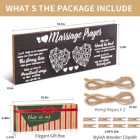 Rustic Wooden Wedding Picture Frame with Heart String Art - Engagement, Bachelorette, or Bridal Shower Gift for Couple & Bride