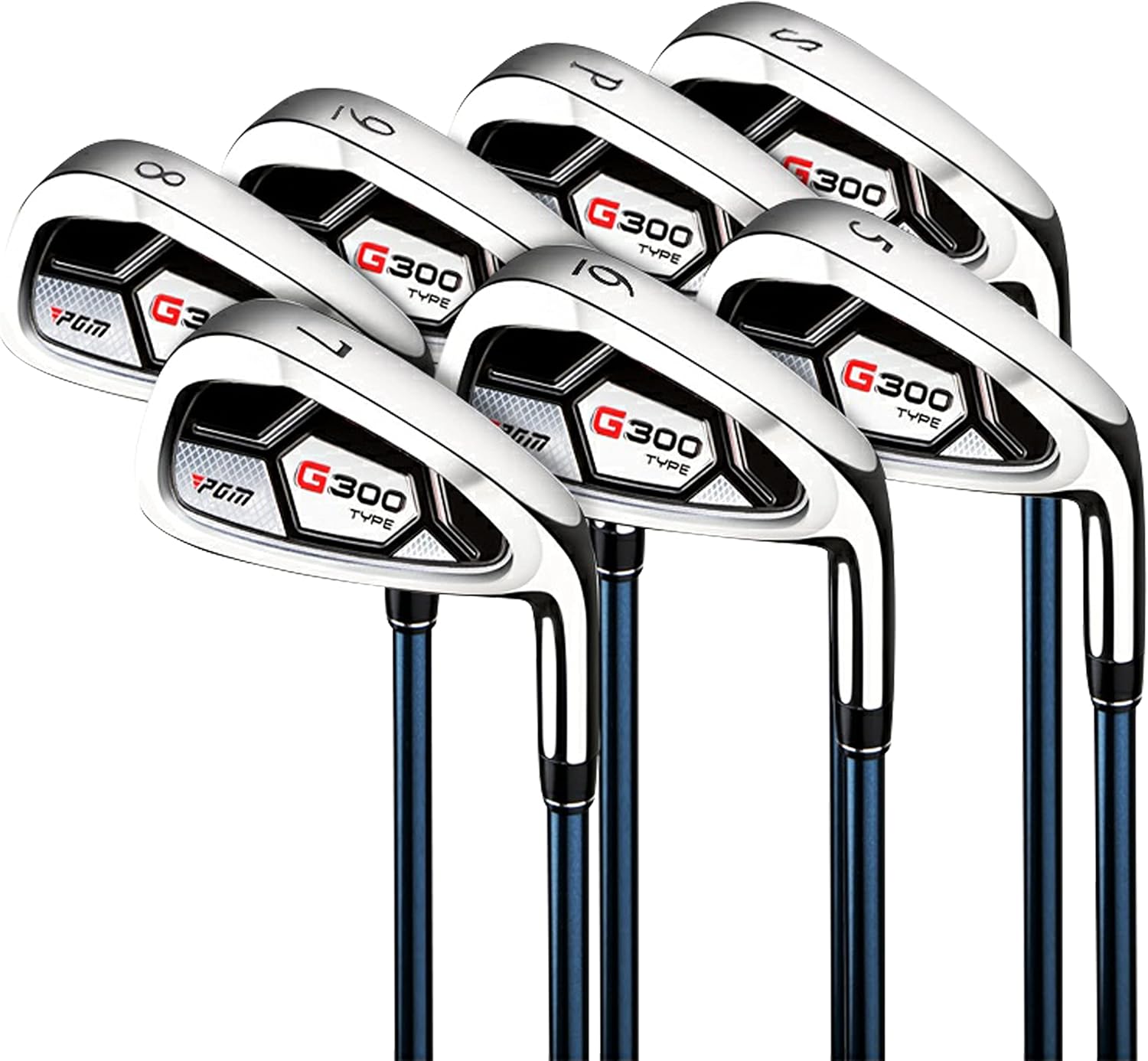 PGM G300 Men's Complete 12-Piece Golf Club Set – Titanium Driver, Draw-Biased Hybrid, Stainless Steel Irons, Alignment Putter & Stand Bag with Headcovers