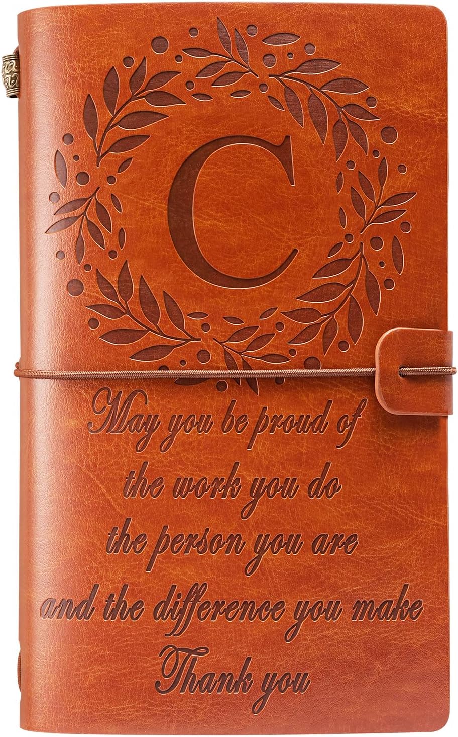 Monogrammed Leather Journal for Women - Personalized Initial Notebook with 'Make a Difference' Engraving - Premium PU Leather Notebook Gift for Employees, Teachers, Nurses & Bosses