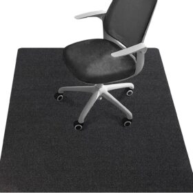 Office Chair Mat for Hardwood Floors – 48x36 Inch Non-Slip, Heavy Duty Polyester Floor Protector for Desk Chairs – Easy to Clean, Noise Reducing, Black
