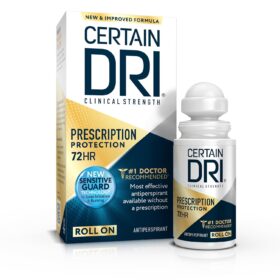 Certain Dri Prescription Strength Antiperspirant - 72 Hour Clinical Sweat Protection for Excessive Perspiration, Fragrance Free Roll-On, 1.2 fl oz